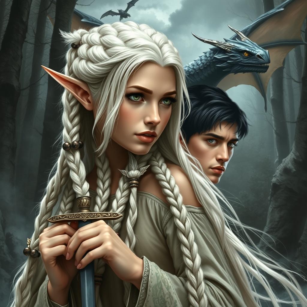 A stunning book cover in the style of romantic fantasy like 'The Lord of the Rings'