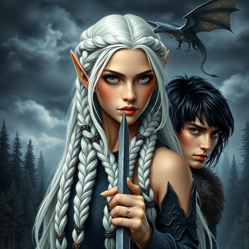 A beautiful book cover in the style of romantic fantasy reminiscent of The Lord of the Rings