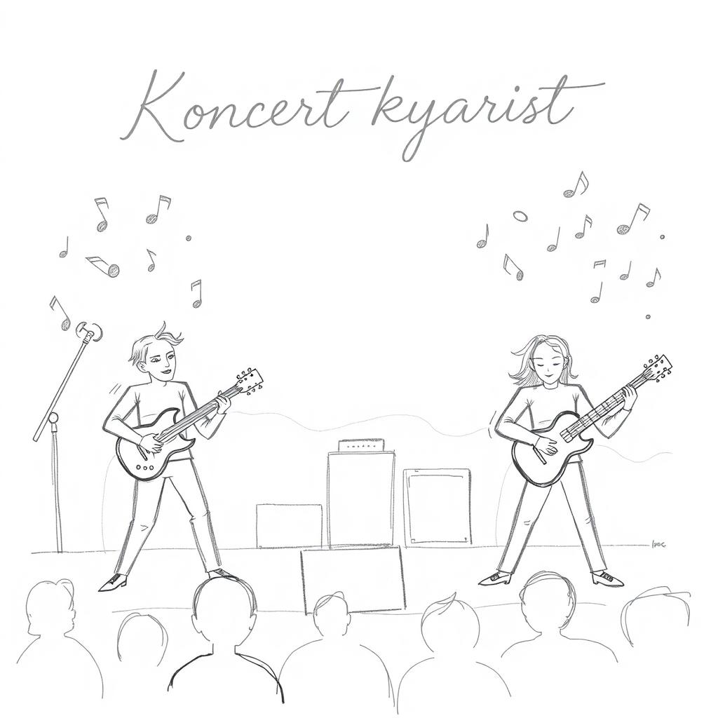 A simple pencil sketch for a 'Koncert kytaristů' concert illustration