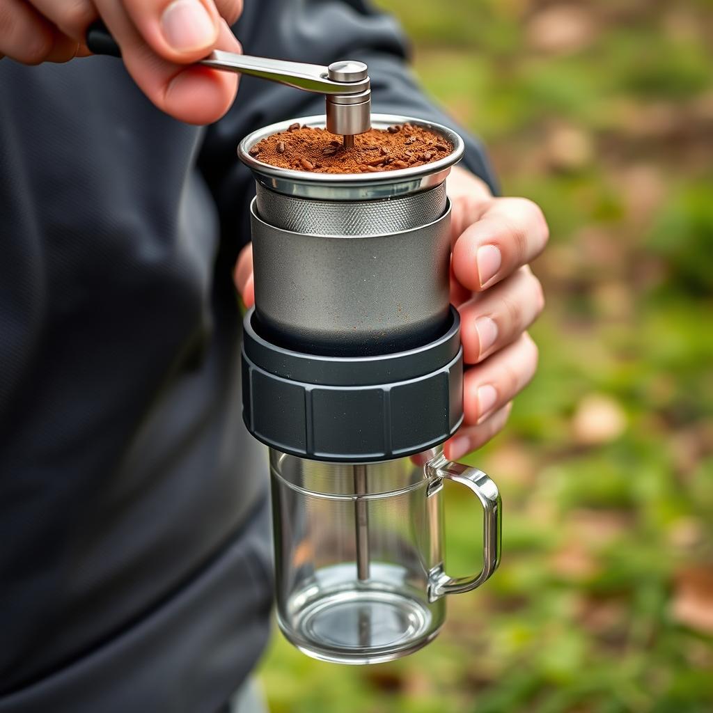 A portable coffee brewing machine made from heat-insulating material with a practical design for outdoor use