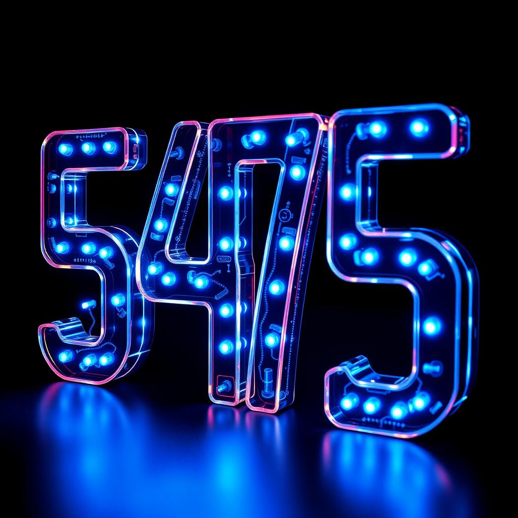 The number '5475' designed in a high-tech, cyberpunk neon style