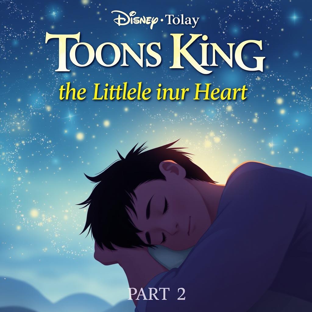 A novel cover titled 'Toons King, the Little Candle in My Heart Part 2' featuring a young man's sleeping silhouette with an ethereal, dreamlike quality
