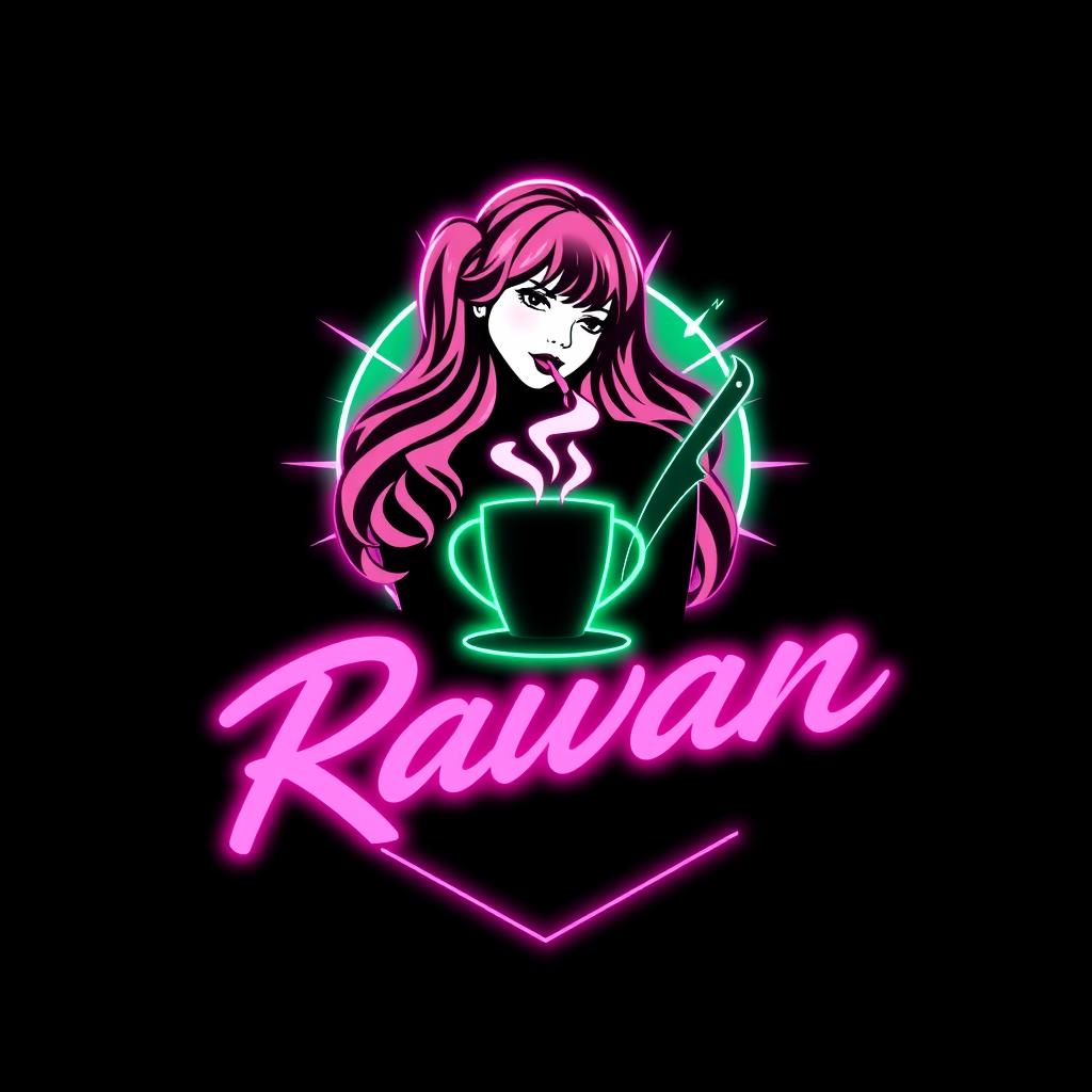 A sleek gaming logo featuring a stylized silhouette of Jennie from BLACKPINK, integrated with the imagery of a coffee cup and a CS2 knife emitting steam