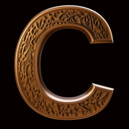 A high definition, bronze plated letter C and L with intricate textures and beautiful light reflections. Both letters standing upright on a neutral background.