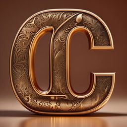 A high definition, bronze plated letter C and L with intricate textures and beautiful light reflections. Both letters standing upright on a neutral background.