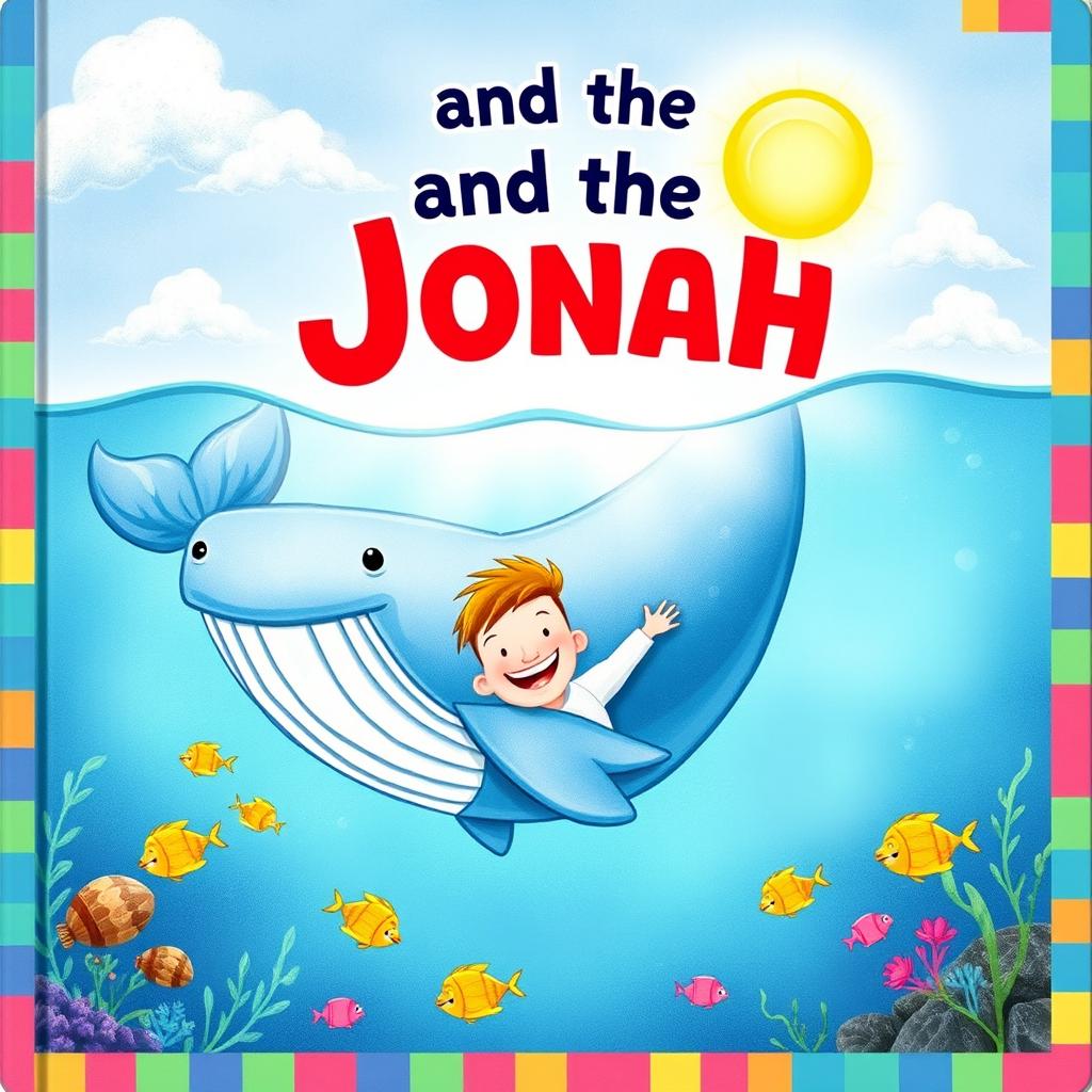 An enchanting children's book cover depicting the story of Jonah and the whale