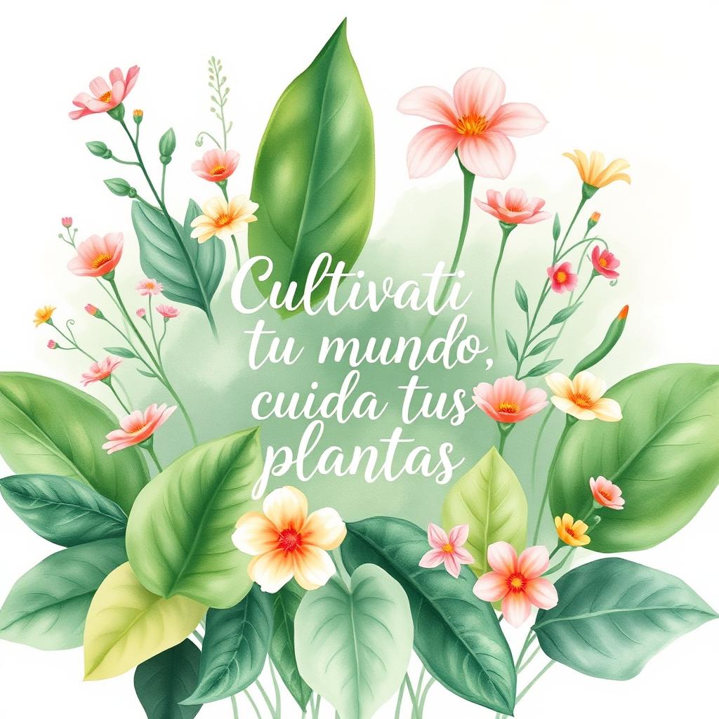 A beautiful watercolor poster illustrating the delicate care of plants