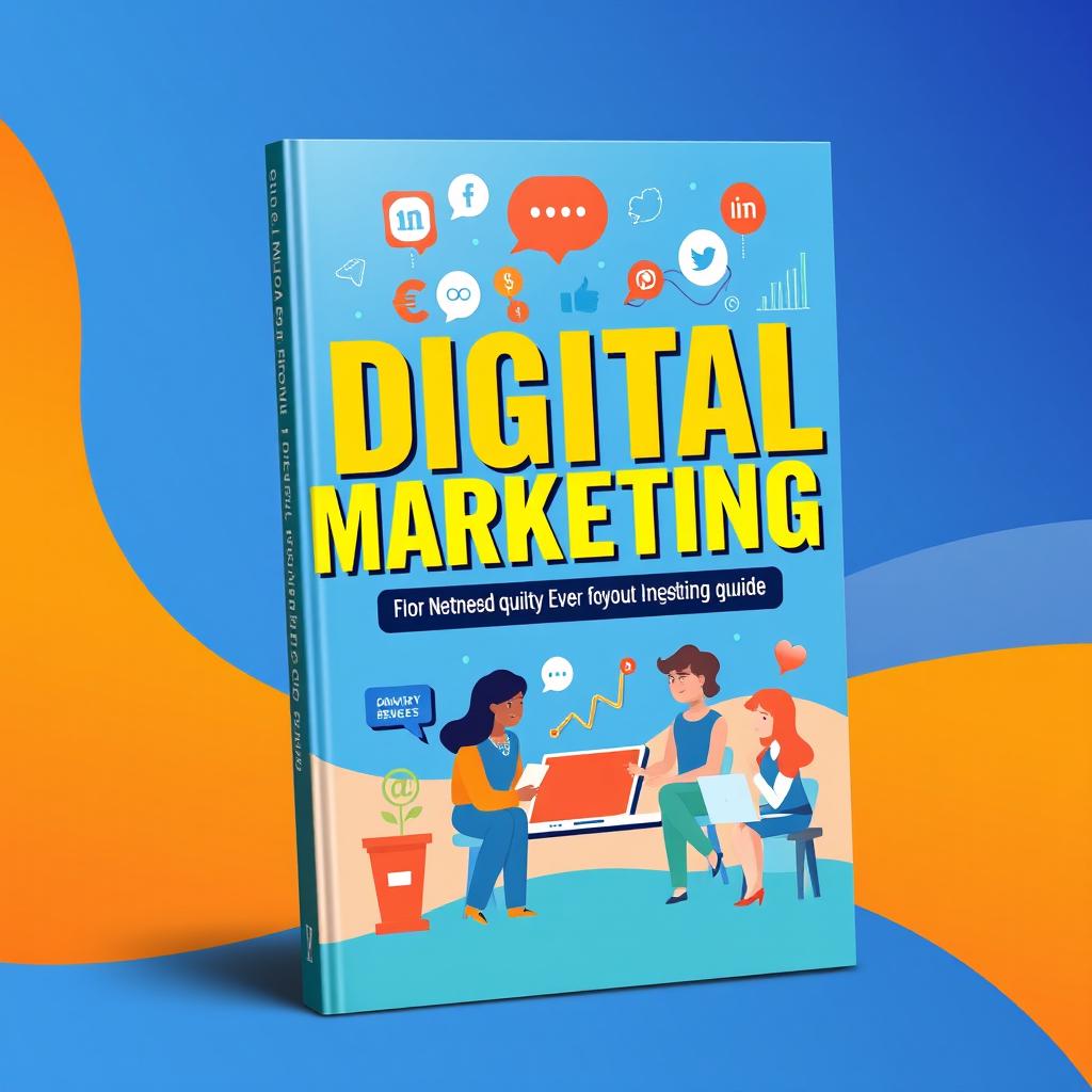 A colorful and engaging ebook cover design for a digital marketing guide
