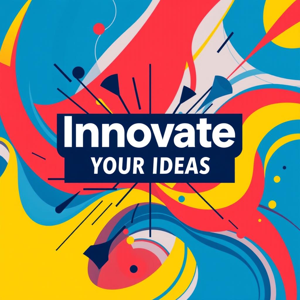 A vibrant and eye-catching poster design with a combination of bold colors and dynamic shapes