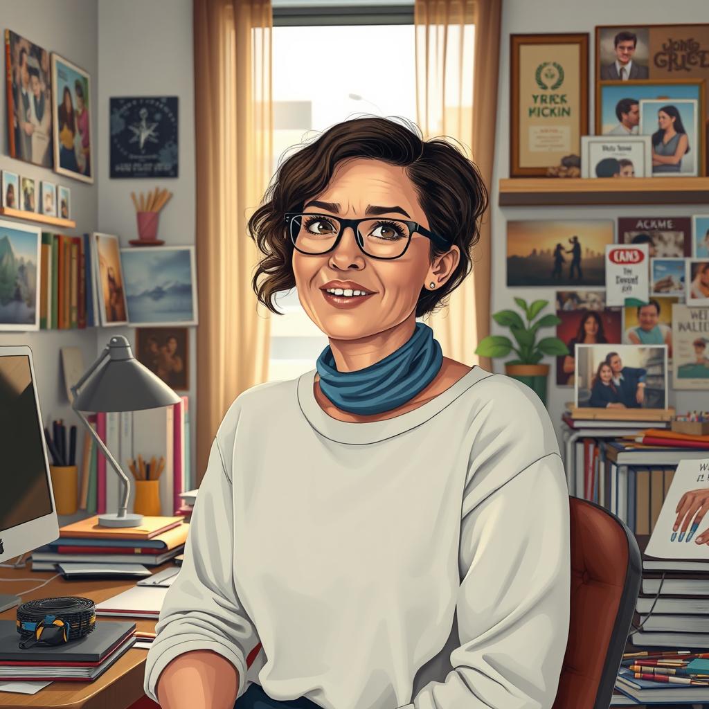 A reflective and empowering portrayal of a woman with Level 1 Autism, illustrating her daily life enriched with both challenges and achievements