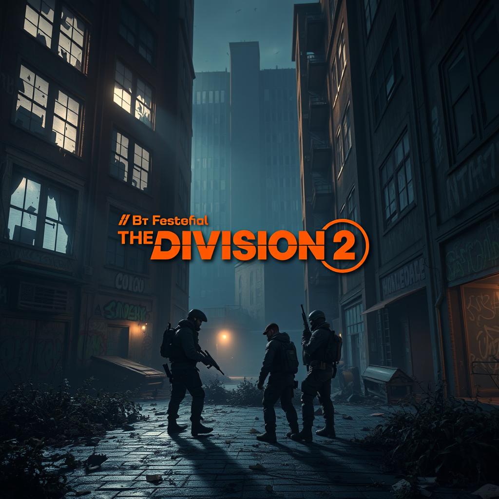 A visually striking and detailed depiction of the Flagt hry in 'The Division 2', prominently featuring the game's iconic logo