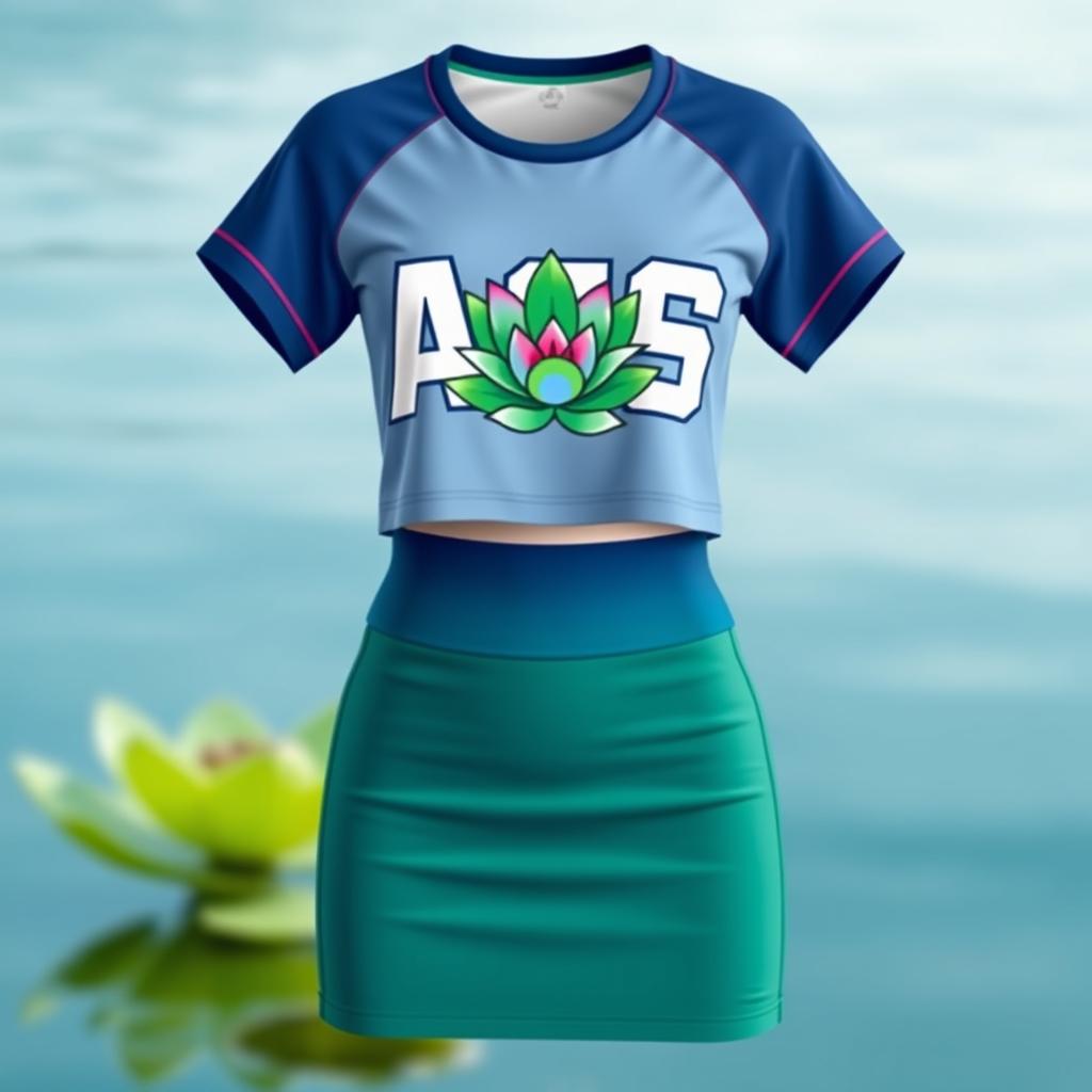 A stylish and modern sportswear outfit featuring a high-waisted skirt and a fitted top