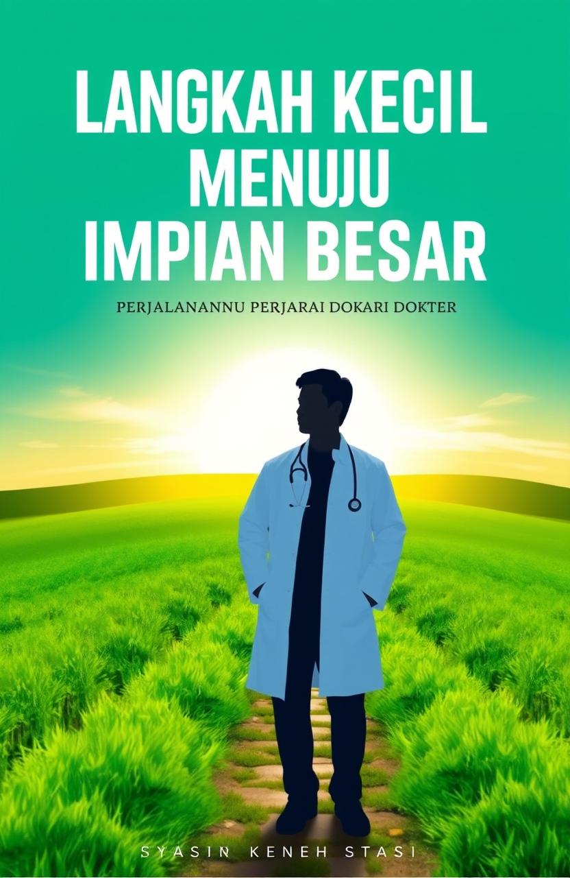 A book cover design for the title 'Langkah Kecil Menuju Impian Besar: Perjalananku Menjadi Dokter'