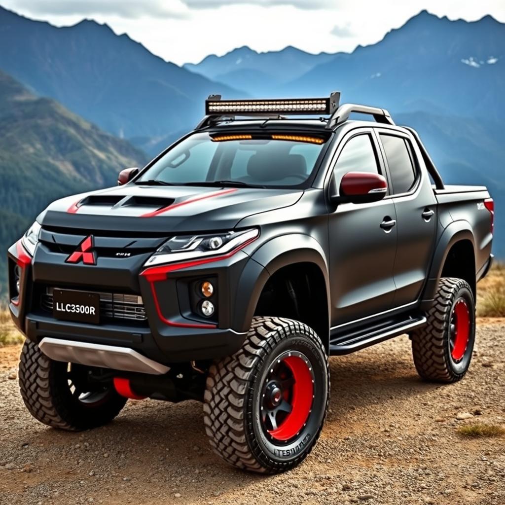 A customized Mitsubishi L300 pickup truck showcasing a rugged and sporty design