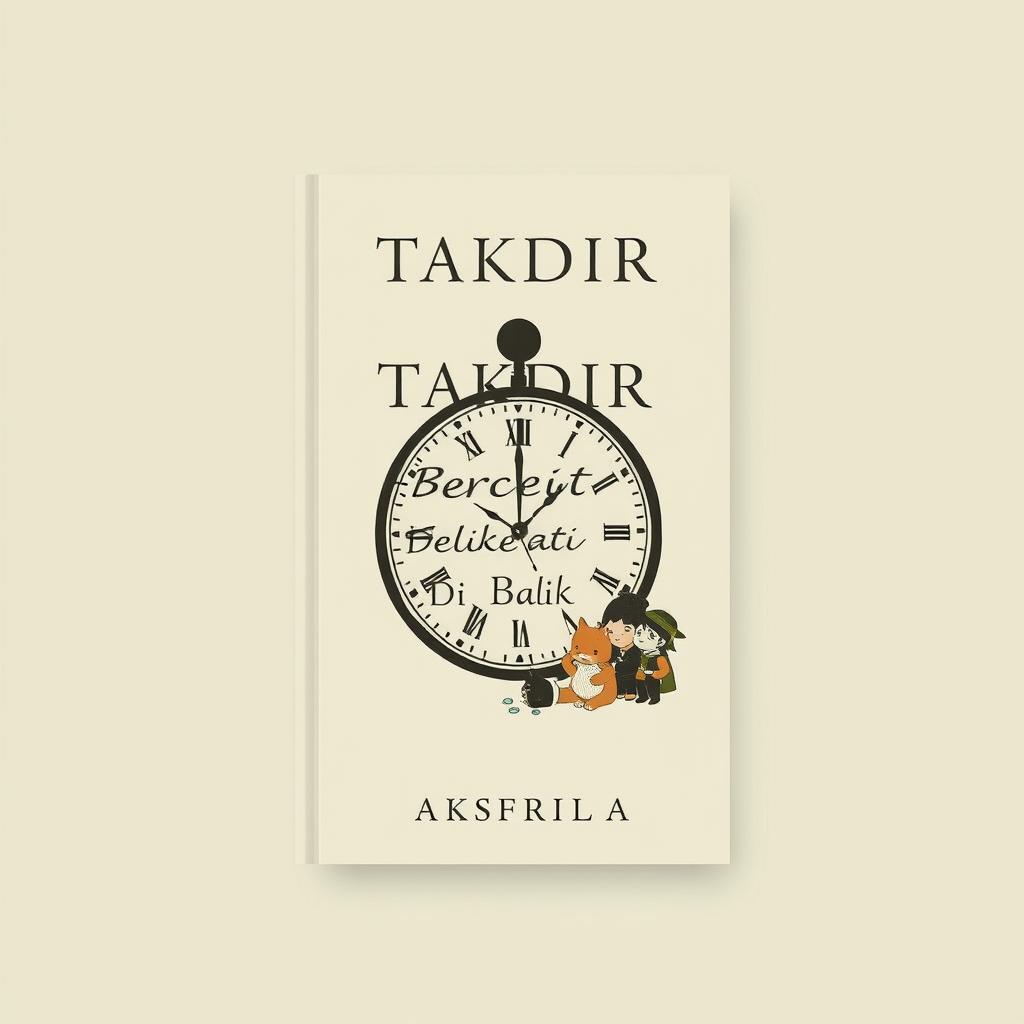 A book cover design featuring the title 'Takdir Yang Bercerita Di Balik Aksara' by AKSFRILIA