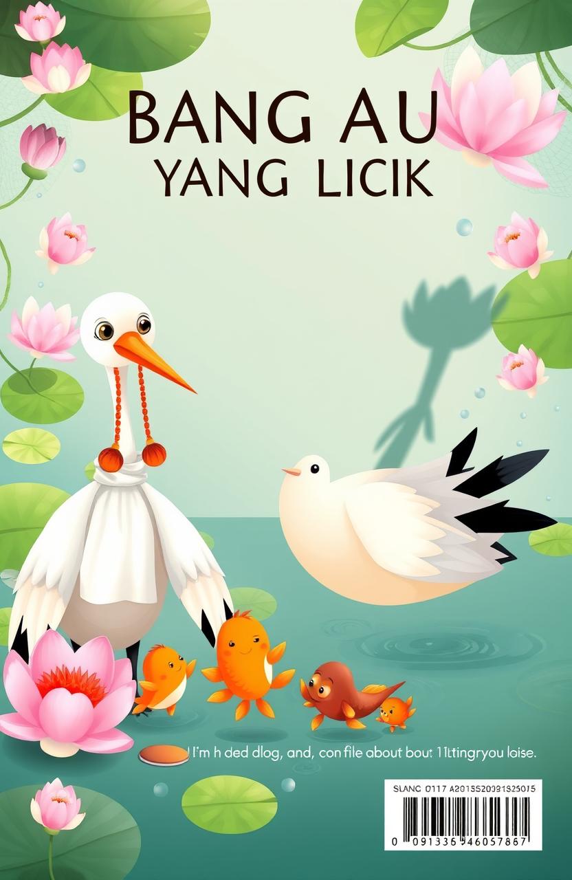 Create a front and back book cover illustration for a children's story titled 'BANGAU YANG LICIK'