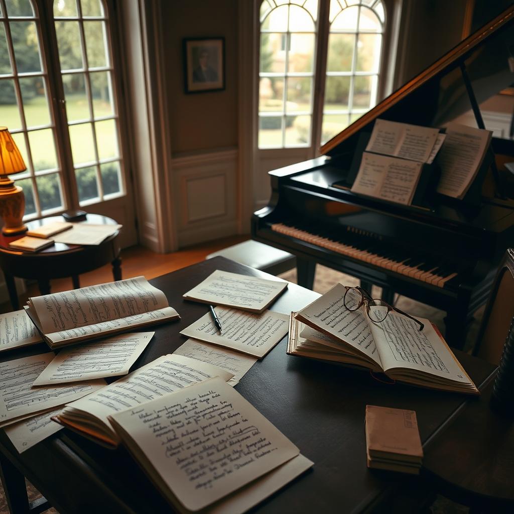 A serene and intimate setting capturing the essence of Beethoven's later years