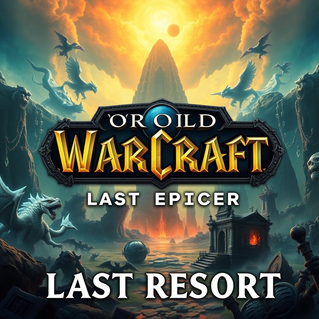An A4 picture featuring the words 'WORLD OF WARCRAFT' prominently displayed at the top, with a bold and dramatic font