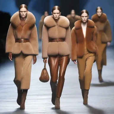 The fashion designer showcased a stunning collection inspired by anthropoid apes, incorporating fur accents and earthy tones into the garments.