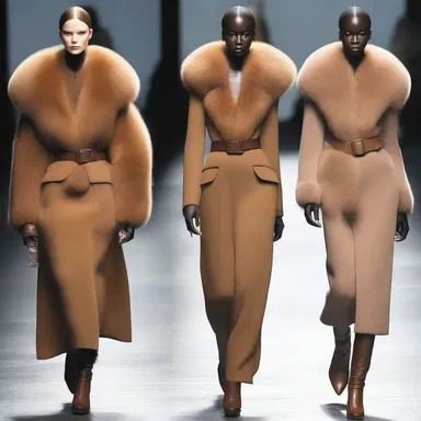 The fashion designer showcased a stunning collection inspired by anthropoid apes, incorporating fur accents and earthy tones into the garments.