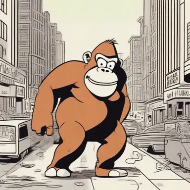 The cartoon featured a mischievous anthropoid ape causing all sorts of hilarious chaos in a bustling city.