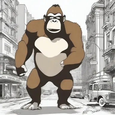 The cartoon featured a mischievous anthropoid ape causing all sorts of hilarious chaos in a bustling city.