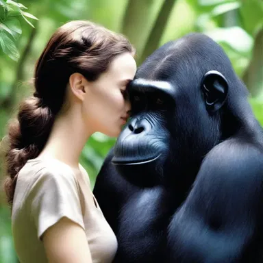 In the romantic novel, the protagonist falls in love with a kind-hearted anthropoid ape, ultimately proving that love transcends species.