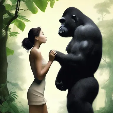 In the romantic novel, the protagonist falls in love with a kind-hearted anthropoid ape, ultimately proving that love transcends species.