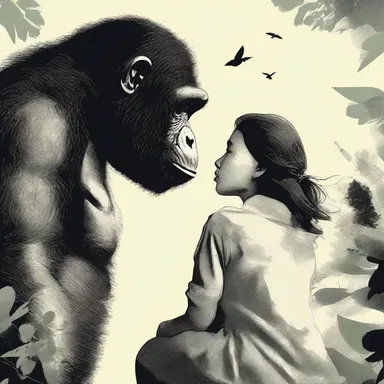 In the romantic novel, the protagonist falls in love with a kind-hearted anthropoid ape, ultimately proving that love transcends species.