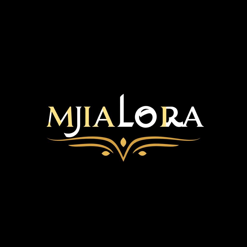 A professional logo design for the brand 'MIALORA' featuring the name in luxurious black and unique gold colors