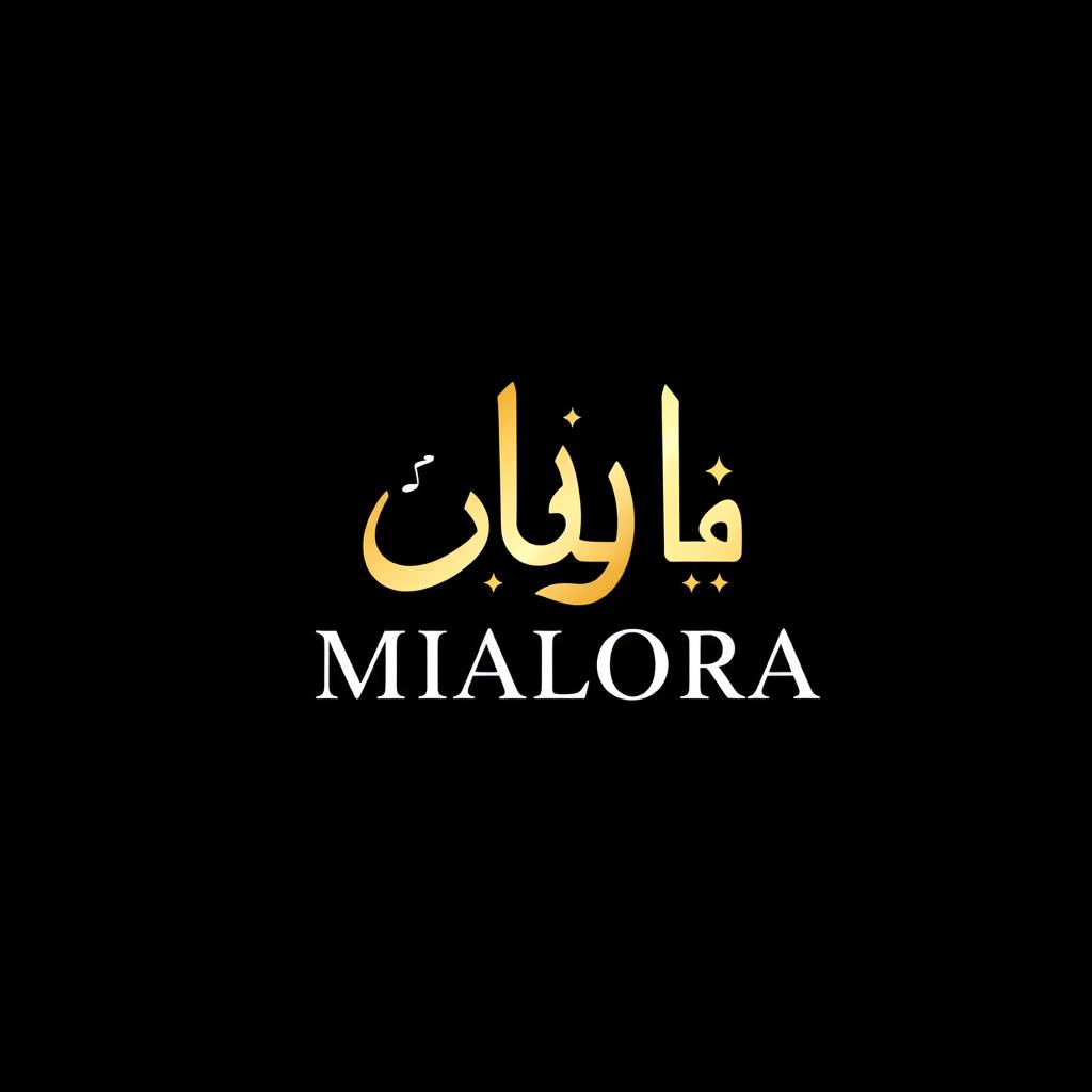 A professional logo design featuring the brand name 'MIALORA' in luxurious black and distinctive gold colors