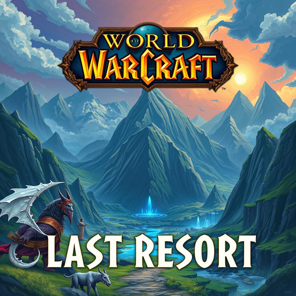 An A4-sized illustration featuring the iconic logos from the game "World of Warcraft" prominently positioned at the top of the image