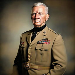 Portrait of a distinguished US army four-star general in the style of a classical oil painting.