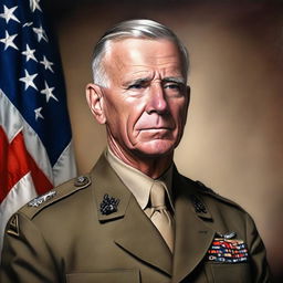 Portrait of a distinguished US army four-star general in the style of a classical oil painting.