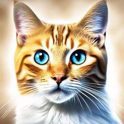 Create an image of a beautiful and playful cat, with glossy fur and sparkling eyes.