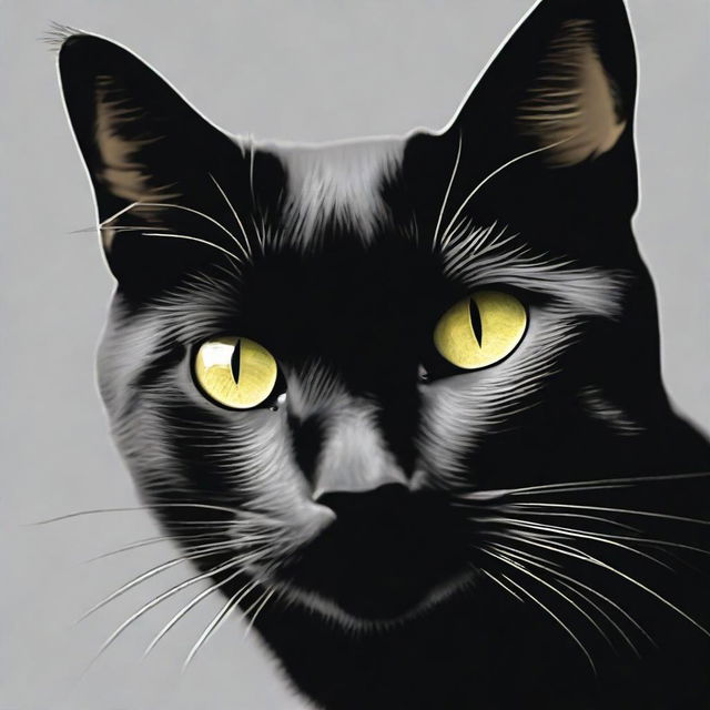 Modify the previous image to depict the cat as pure black, radiating elegance and mystique.