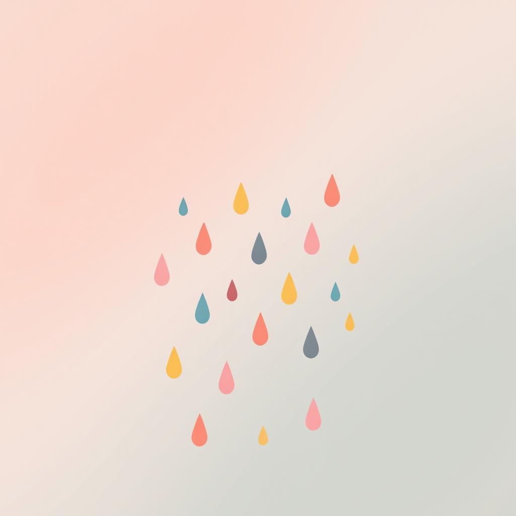 A lo-fi vector graphic design featuring stylized rain