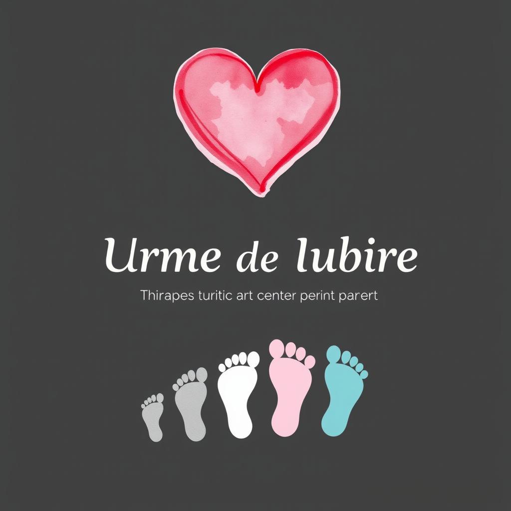 A logo design for a therapeutic art center dedicated to single-parent families, showcasing the brand name "Urme de Iubire"
