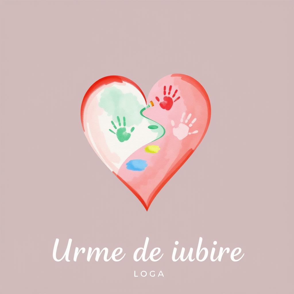 A logo design for an art therapy practice named 'Urme de Iubire,' dedicated to single-parent families