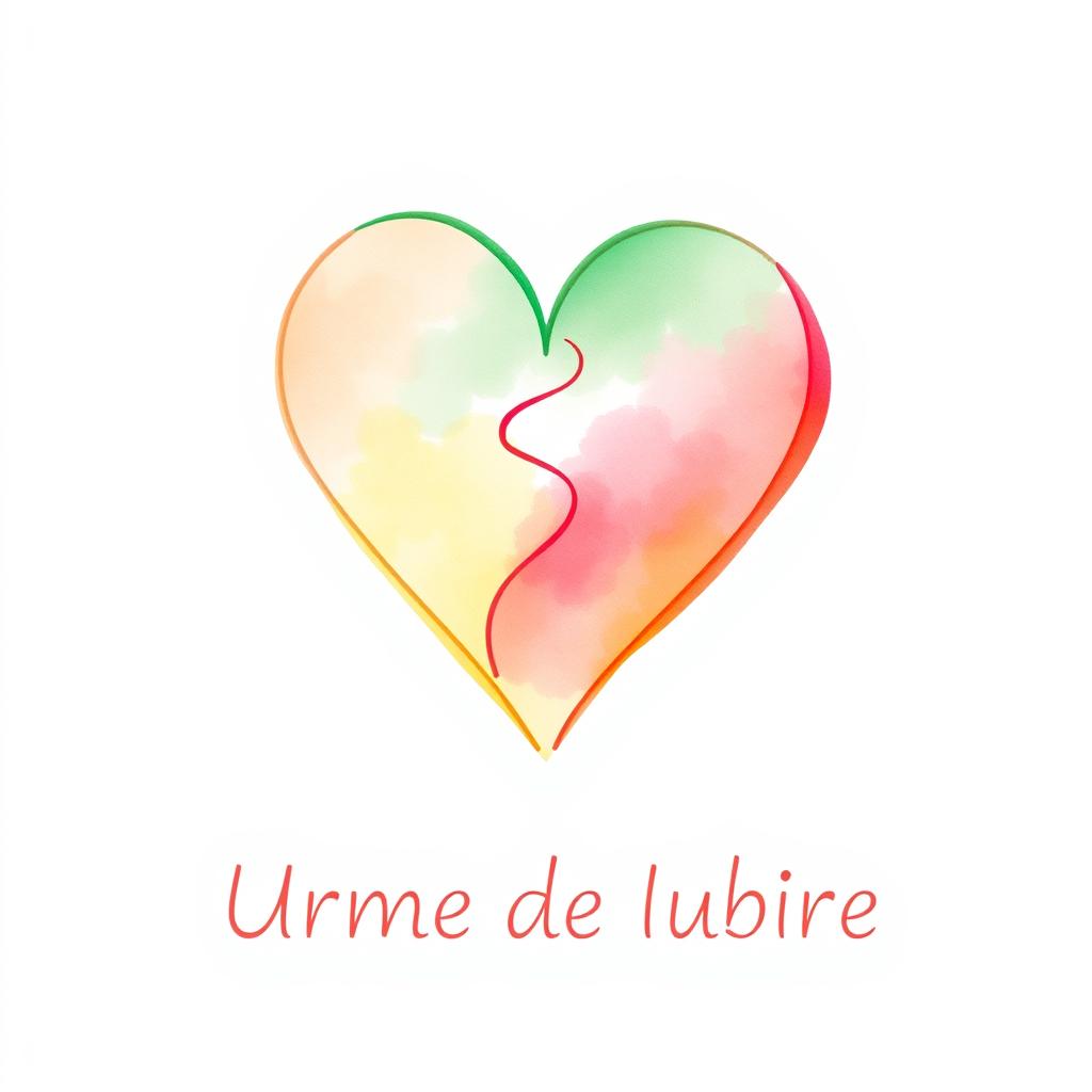 A logo design for an art therapy practice named 'Urme de Iubire', dedicated to single-parent families (parent and child)