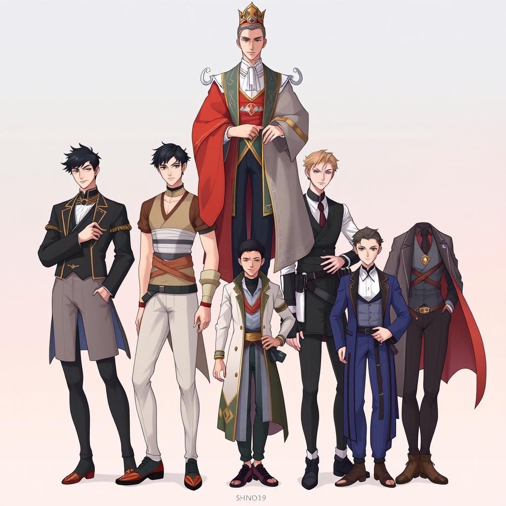 A visually striking hierarchy showcasing the 8 male archetypes according to Shinoda's framework, arranged from top to bottom