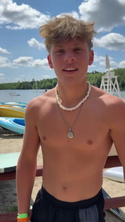 A close-up of a young boy's skin, showcasing a healthy, sun-kissed glow