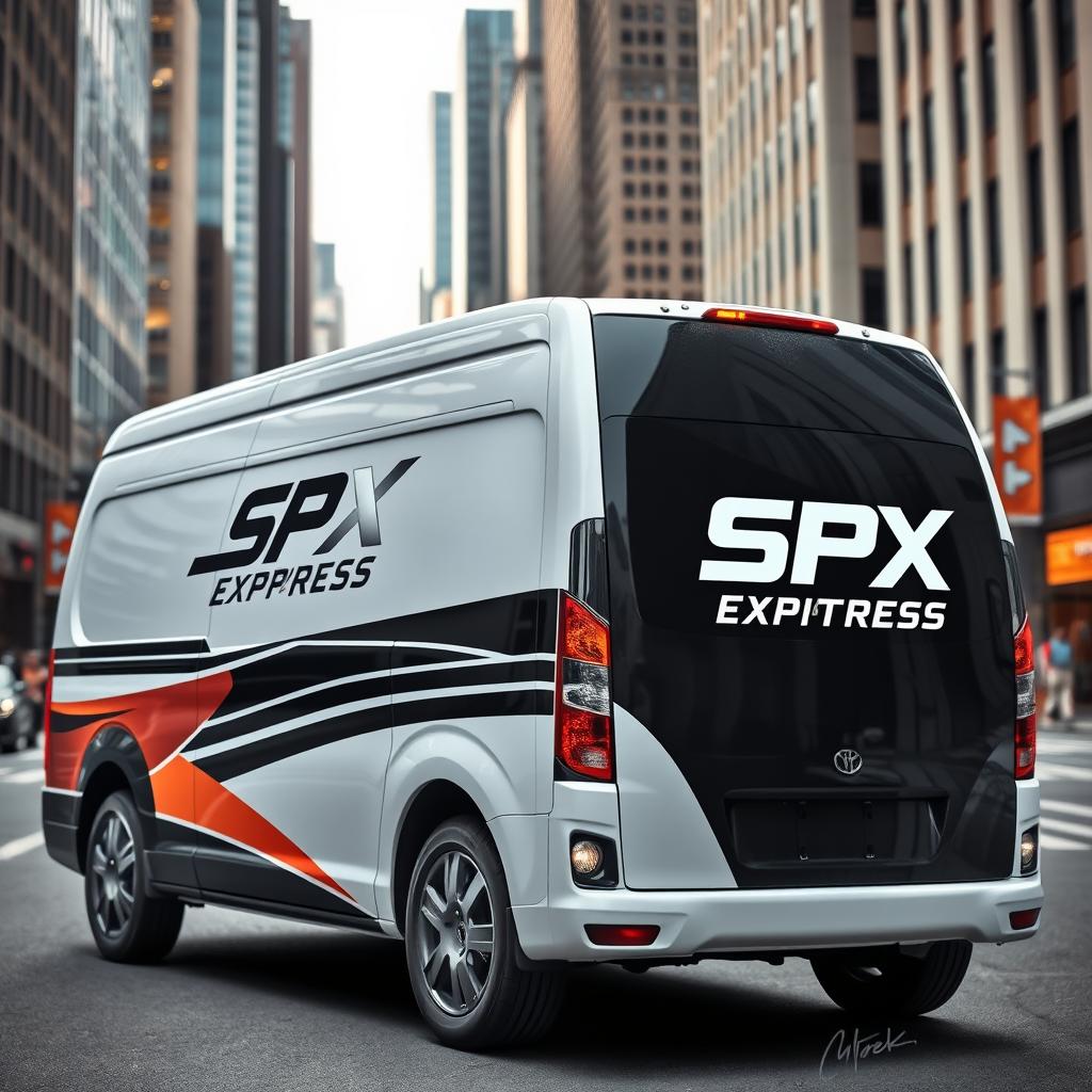A stylish, modern delivery van labeled 'SPX EXPRESS', showcasing its sleek design and dynamic aesthetics