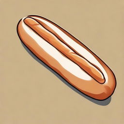 Generate a clipart of a crispy, golden-brown baguette.