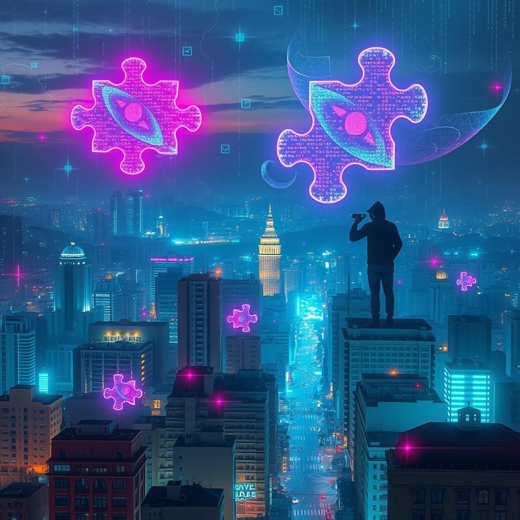 A captivating high-tech cyberpunk scene showcasing glowing fractal patterns elegantly overlaying the vibrant cityscape of Havana
