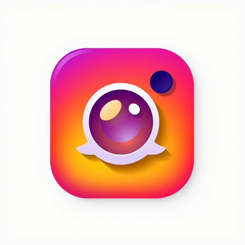 An artistic reinterpretation of the classic Instagram logo, featuring the iconic camera shape with a lens, designed to resemble a snap logo