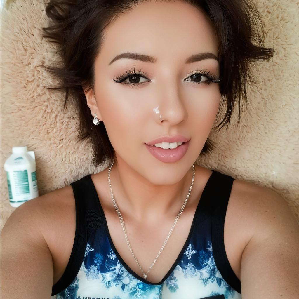 Keep the picture the same but add milk on her face