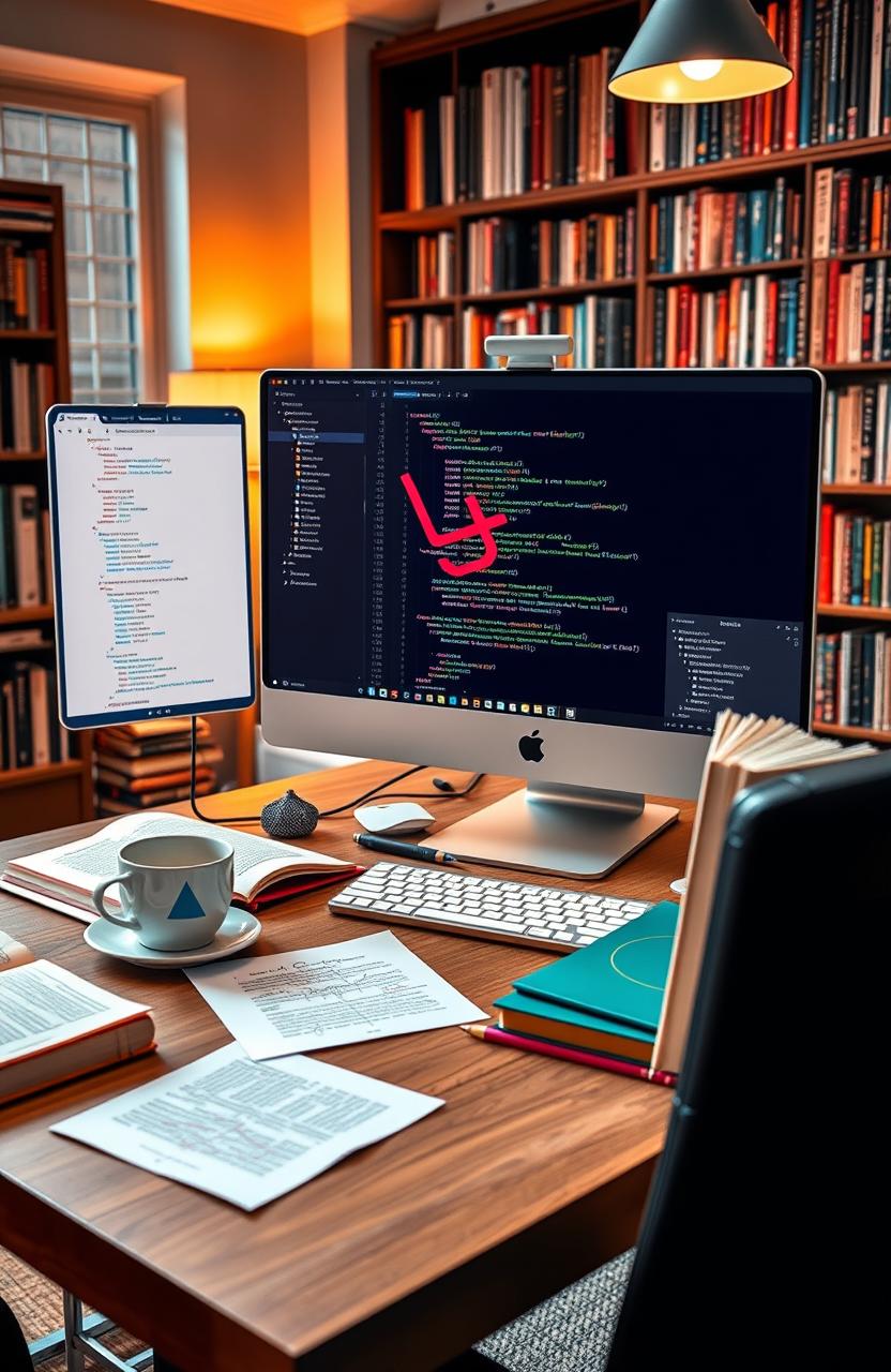 A detailed tutorial scene showcasing the development of a library book borrowing project using Laravel 10 and Filament 3