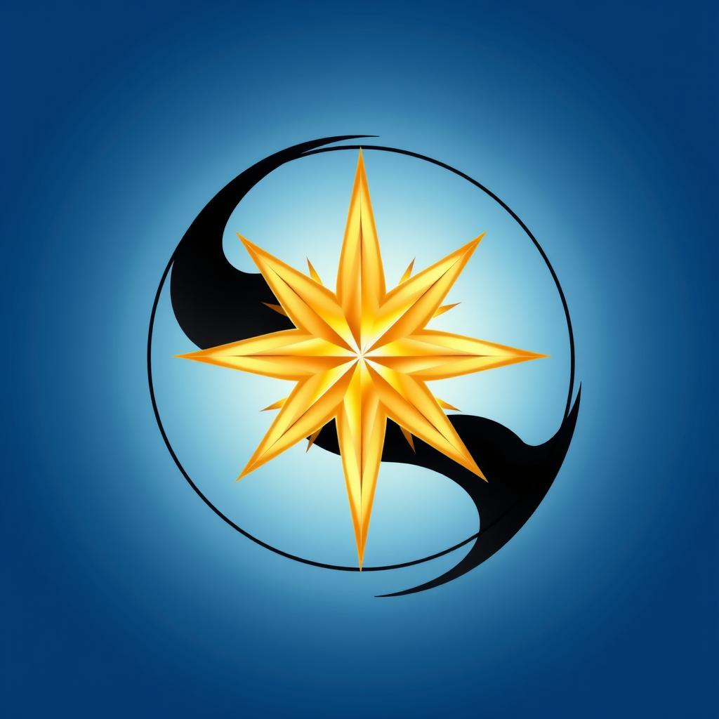 A beautifully intricate design featuring a star embedded in a yin yang symbol