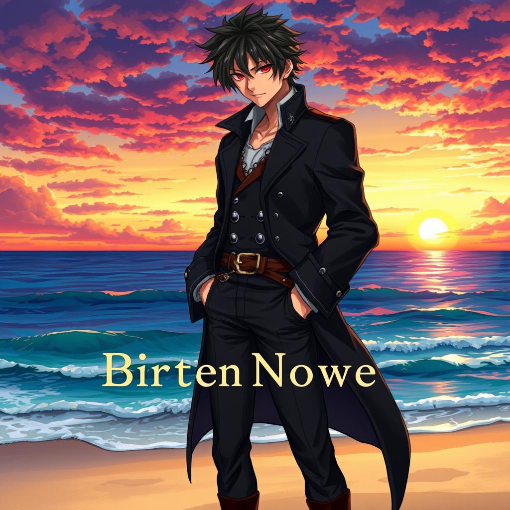 A captivating light novel cover illustrated in a detailed anime art style featuring a tall adult male character